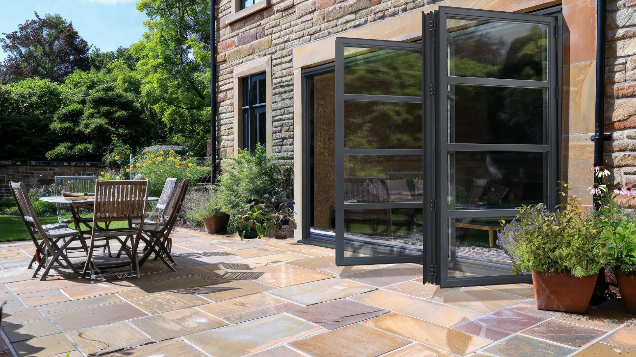 Aluminium Bi-Fold Sliding Doors in barn conversion property